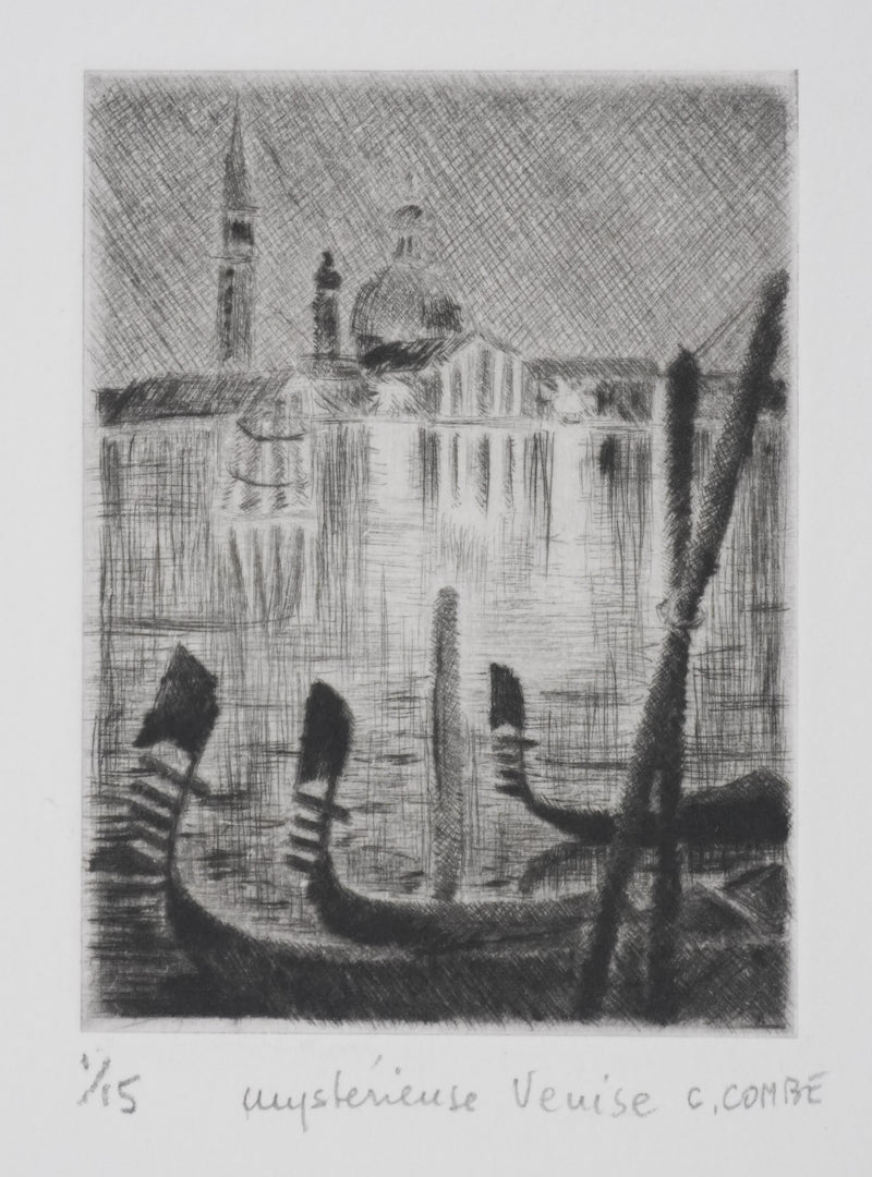 Camille COMBE : Mystérieuse Venise, Gravure originale signée