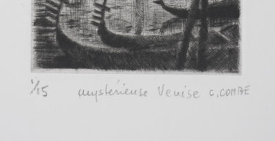 Camille COMBE : Mystérieuse Venise, Gravure originale signée