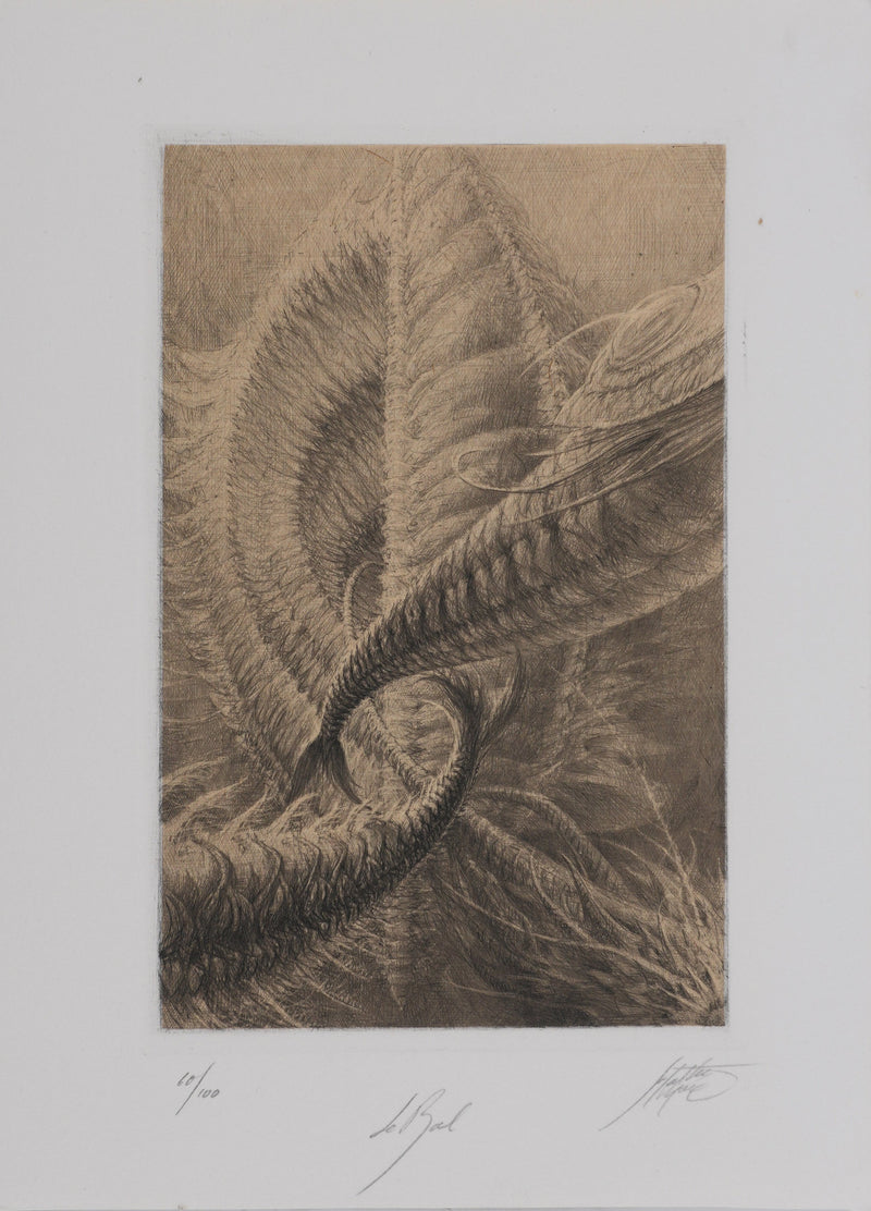Jean Michel MATHIEUX-MARIE : Le bal, créature marine, Gravure originale signée