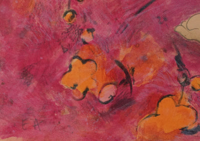 Alain BONNEFOIT : Nu féminin au drapé fleuris, Lithographie originale signée