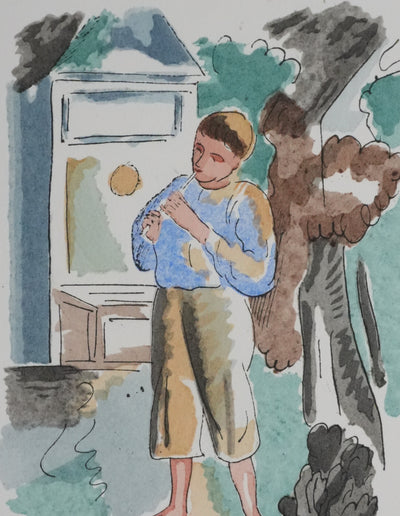 Adolphe FEDER : Enfance, Lithographie originale signée