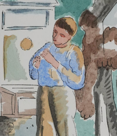 Adolphe FEDER : Enfance, Lithographie originale signée