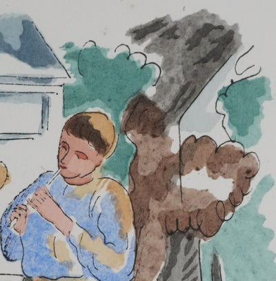 Adolphe FEDER : Enfance, Lithographie originale signée