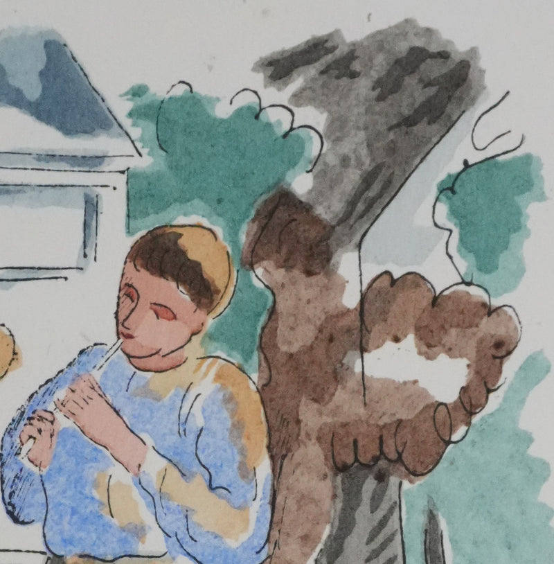 Adolphe FEDER : Enfance, Lithographie originale signée