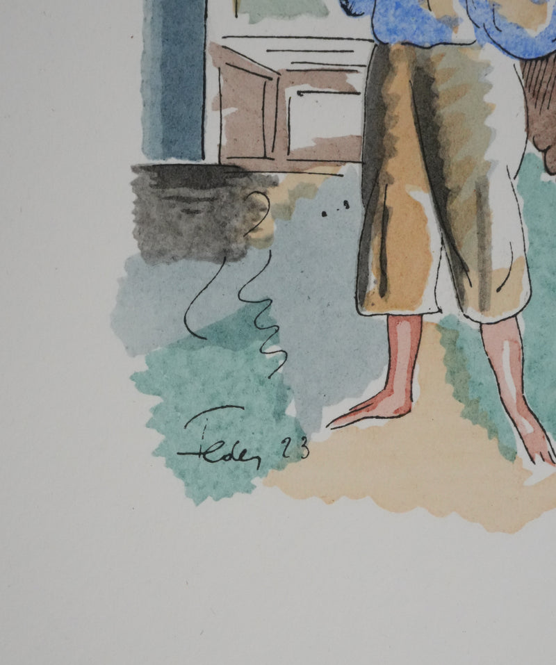 Adolphe FEDER : Enfance, Lithographie originale signée