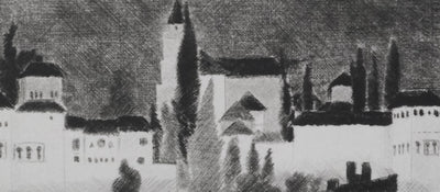 Camille COMBE : L'Alhambra illuminée, Gravure originale signée