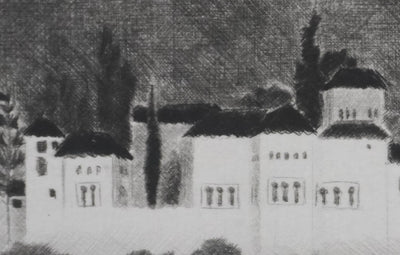 Camille COMBE : L'Alhambra illuminée, Gravure originale signée