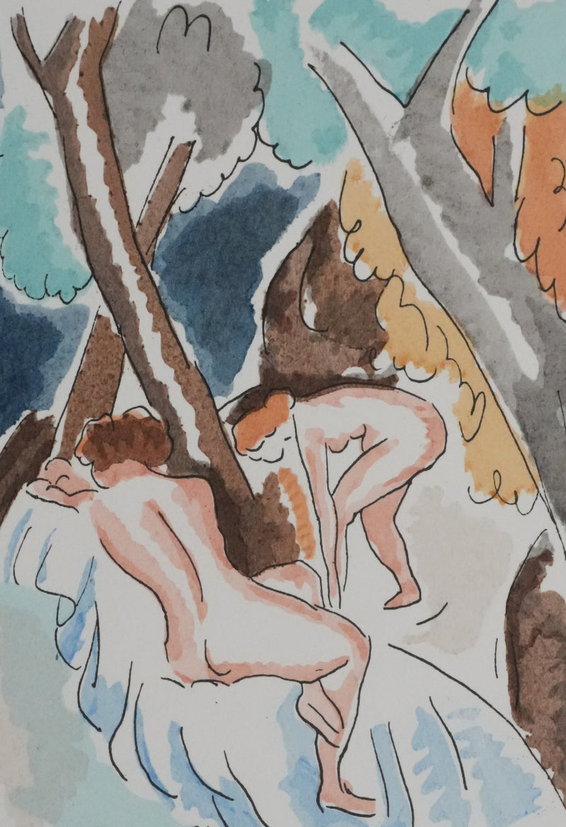 Adolphe FEDER : Deux nus, Lithographie originale signée