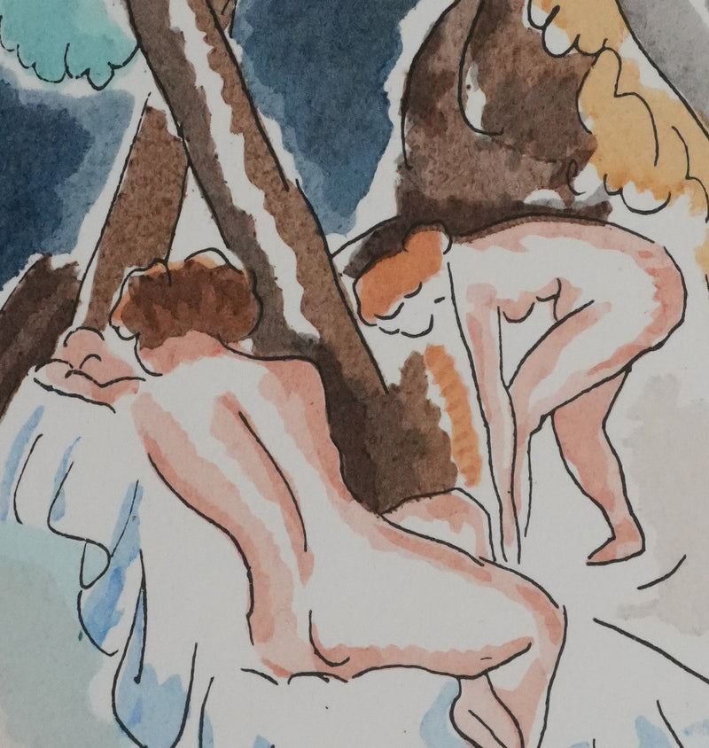 Adolphe FEDER : Deux nus, Lithographie originale signée