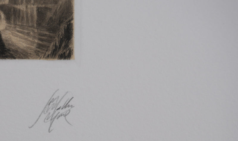 Jean Michel MATHIEUX-MARIE : Hospice en Galice, Gravure originale signée