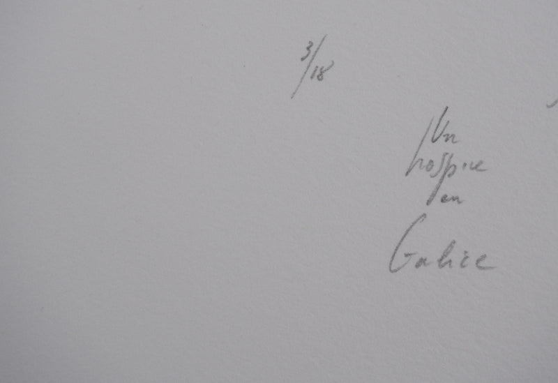 Jean Michel MATHIEUX-MARIE : Hospice en Galice, Gravure originale signée