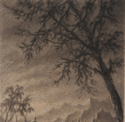 Jean Michel MATHIEUX-MARIE : Hospice en Galice, Gravure originale signée