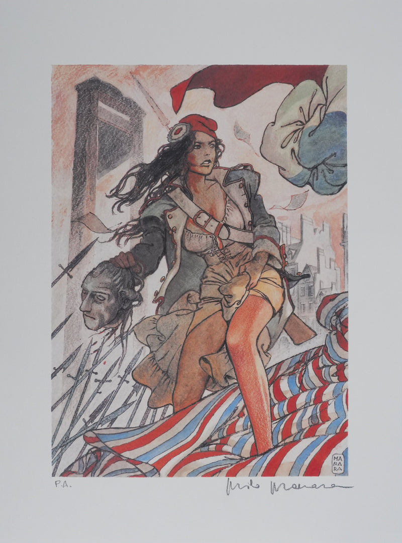 Milo MANARA : Marianne guerrière, Lithographie originale signée
