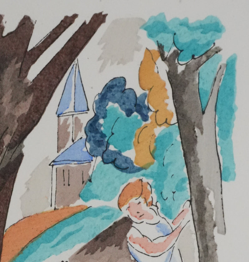 Adolphe FEDER : Balade sous les arbres, Lithographie originale signée