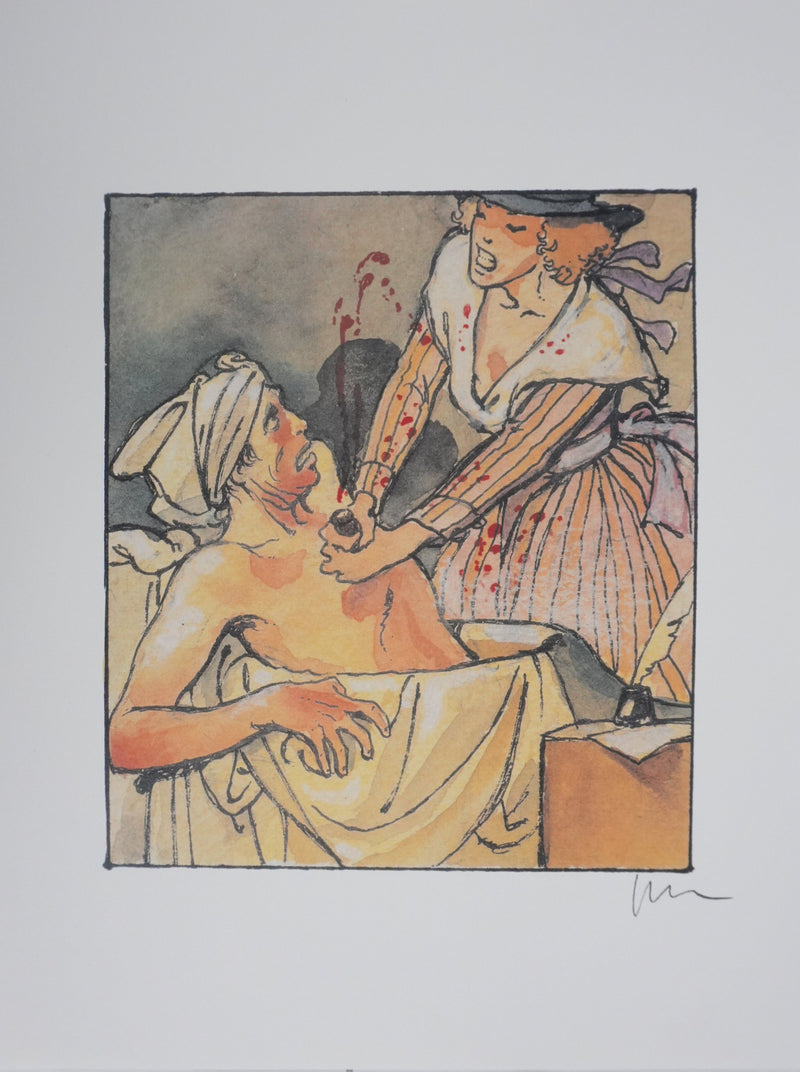 Milo MANARA : La mort de Marat, Lithographie originale signée