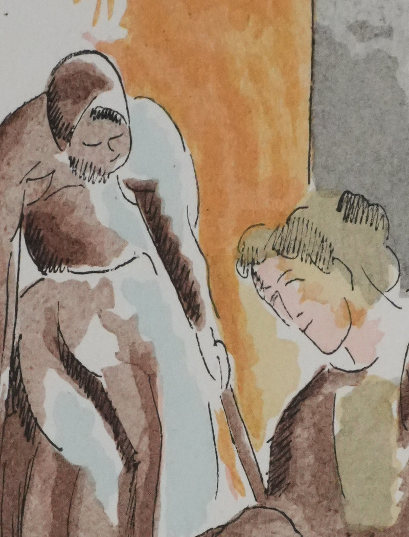 Adolphe FEDER : Deux vieilles personnes, Lithographie originale signée