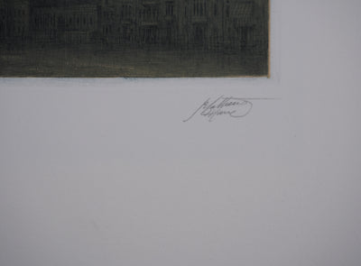 Jean Michel MATHIEUX-MARIE : L'entrée de Venice, Les coupoles, Gravure originale signée