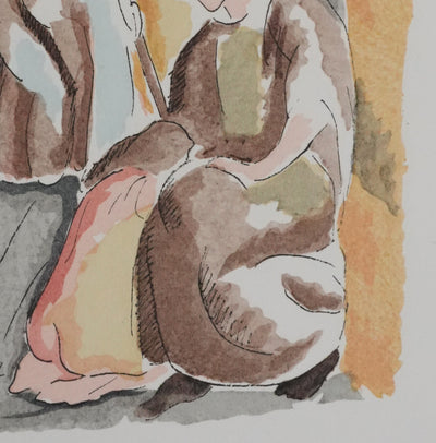 Adolphe FEDER : Deux vieilles personnes, Lithographie originale signée