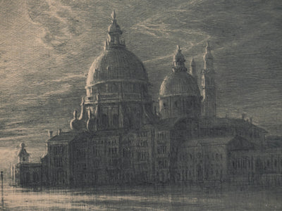 Jean Michel MATHIEUX-MARIE : L'entrée de Venice, Les coupoles, Gravure originale signée