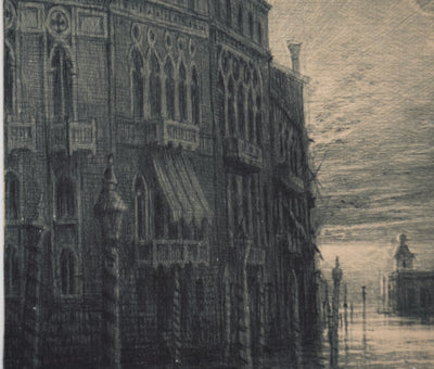 Jean Michel MATHIEUX-MARIE : L'entrée de Venice, Les coupoles, Gravure originale signée