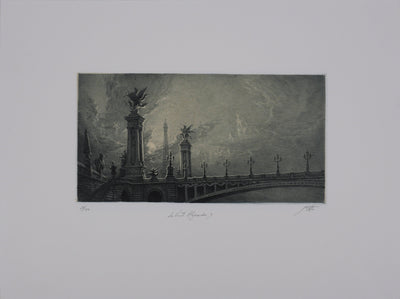 Jean Michel MATHIEUX-MARIE : Paris, Pont Alexandre III, Gravure originale signée