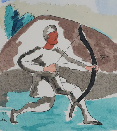 Adolphe FEDER : L'archer, Lithographie originale signée