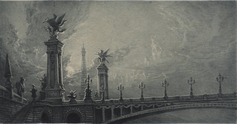 Jean Michel MATHIEUX-MARIE : Paris, Pont Alexandre III, Gravure originale signée