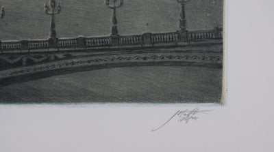Jean Michel MATHIEUX-MARIE : Paris, Pont Alexandre III, Gravure originale signée
