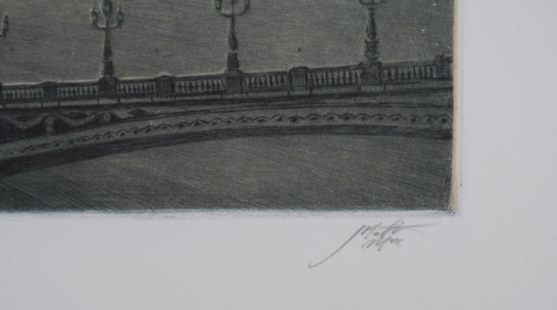 Jean Michel MATHIEUX-MARIE : Paris, Pont Alexandre III, Gravure originale signée