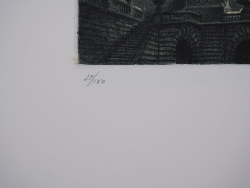 Jean Michel MATHIEUX-MARIE : Paris, Pont Alexandre III, Gravure originale signée