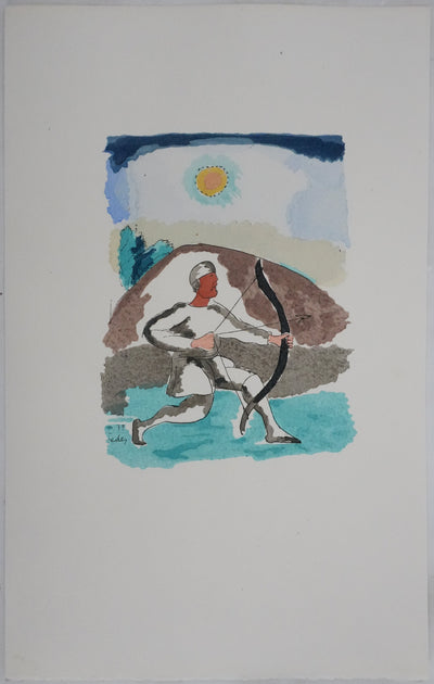 Adolphe FEDER : L'archer, Lithographie originale signée