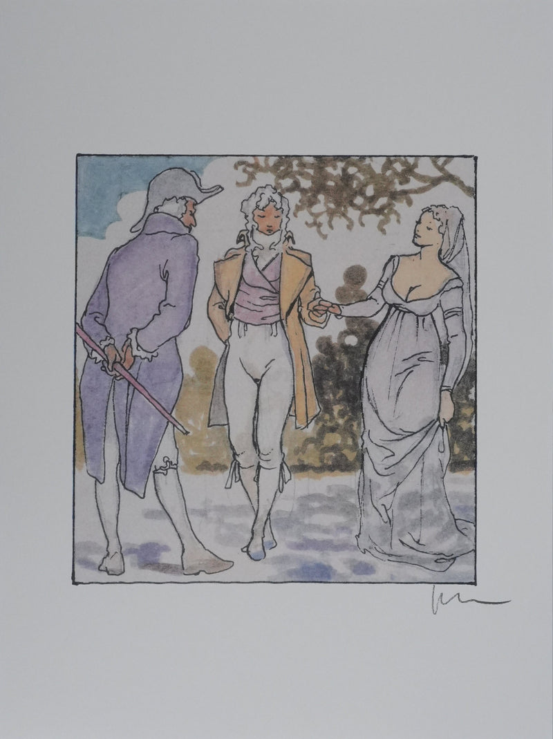 Milo MANARA : Rencontre courtisane, Lithographie originale signée