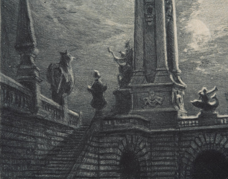 Jean Michel MATHIEUX-MARIE : Paris, Pont Alexandre III, Gravure originale signée