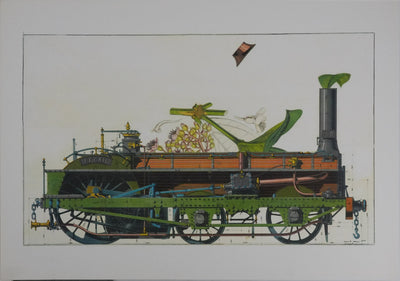 Max ERNST : La métamorphose surréaliste en locomotive, Lithographie signée