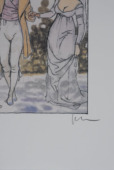 Milo MANARA : Rencontre courtisane, Lithographie originale signée