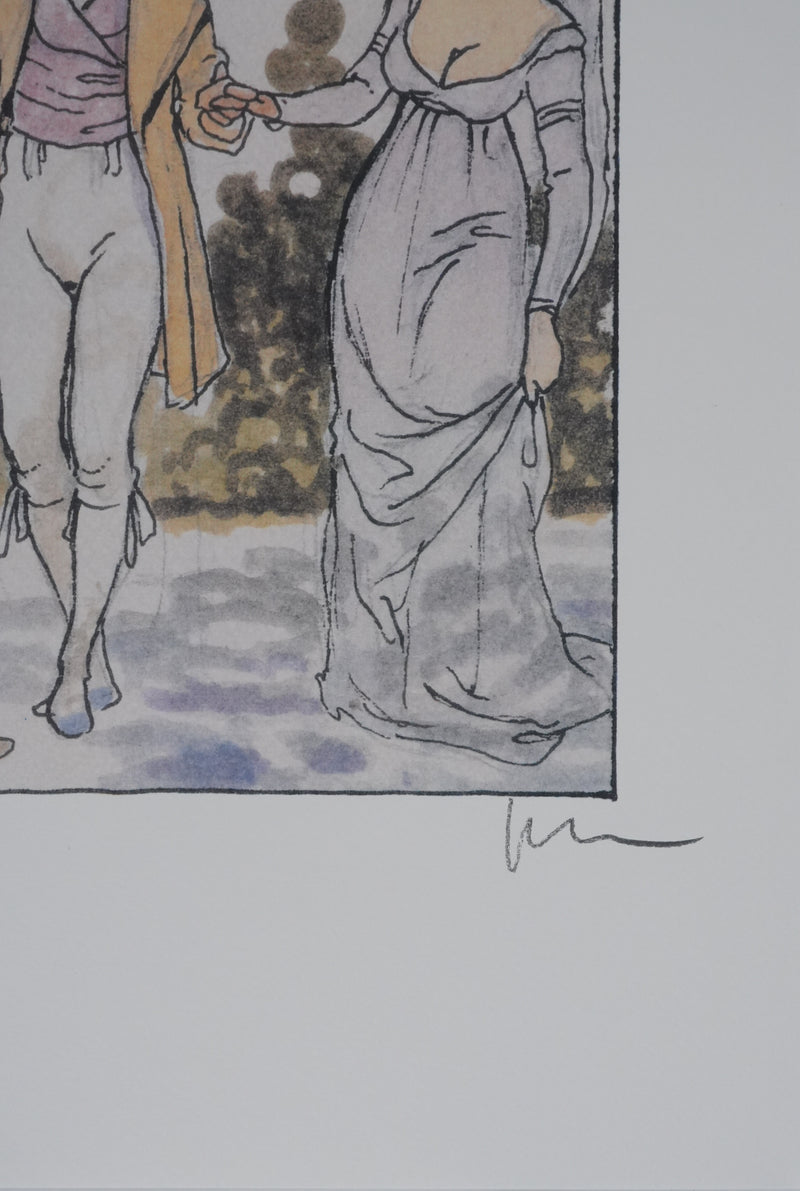Milo MANARA : Rencontre courtisane, Lithographie originale signée