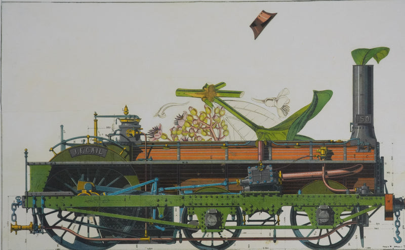 Max ERNST : La métamorphose surréaliste en locomotive, Lithographie signée