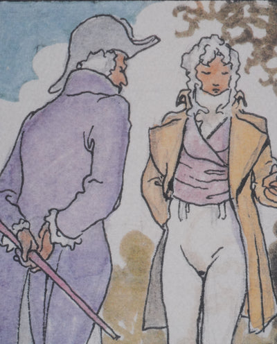 Milo MANARA : Rencontre courtisane, Lithographie originale signée