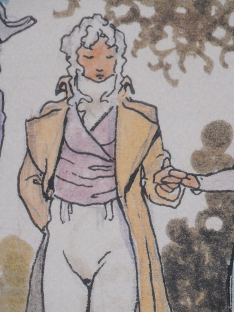 Milo MANARA : Rencontre courtisane, Lithographie originale signée