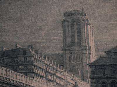 Jean Michel MATHIEUX-MARIE : Paris, Pont de l'Ile de la Cité, Gravure originale signée