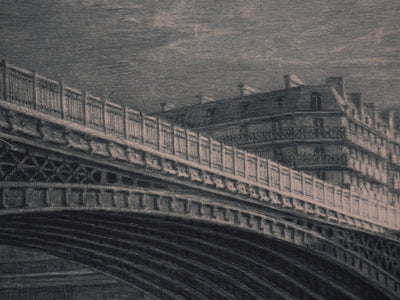 Jean Michel MATHIEUX-MARIE : Paris, Pont de l'Ile de la Cité, Gravure originale signée