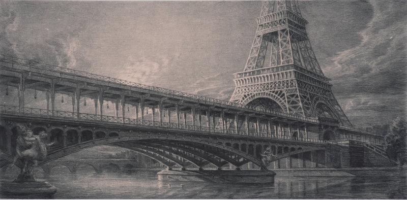 Jean Michel MATHIEUX-MARIE : Paris, Bir Hakeim et la Tour Eiffel, Gravure originale signée