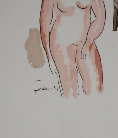 Adolphe FEDER : Après l'acte, Lithographie originale signée