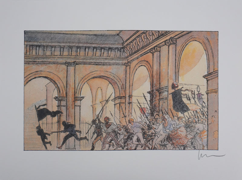 Milo MANARA : Les révolutionnaires à Versailles, Lithographie originale signée