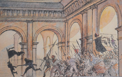 Milo MANARA : Les révolutionnaires à Versailles, Lithographie originale signée