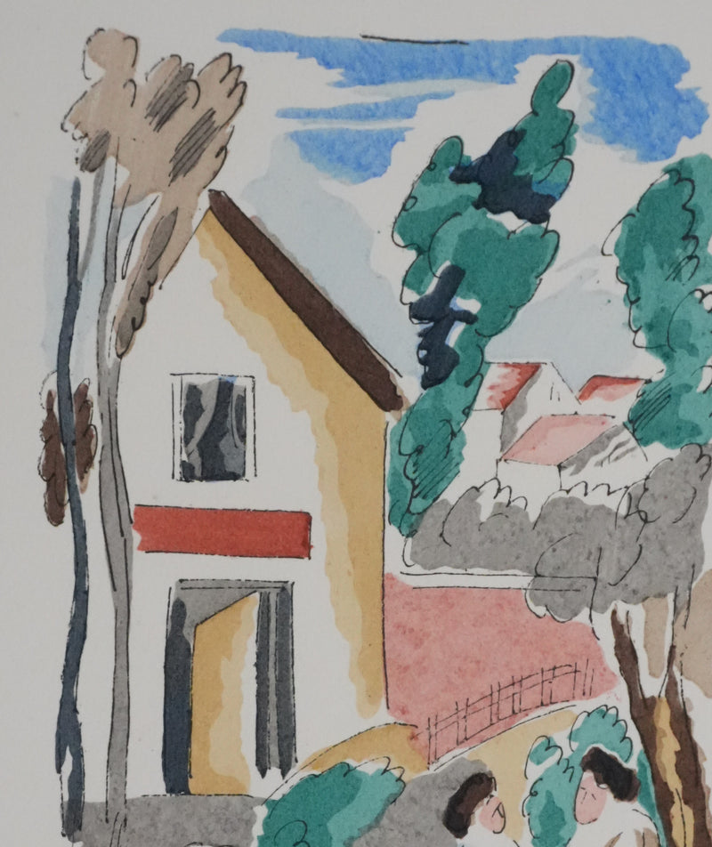 Adolphe FEDER : Discussion sous les arbres, Lithographie originale signée