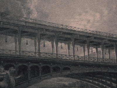 Jean Michel MATHIEUX-MARIE : Paris, Bir Hakeim et la Tour Eiffel, Gravure originale signée