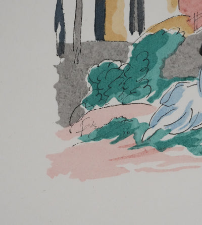 Adolphe FEDER : Discussion sous les arbres, Lithographie originale signée