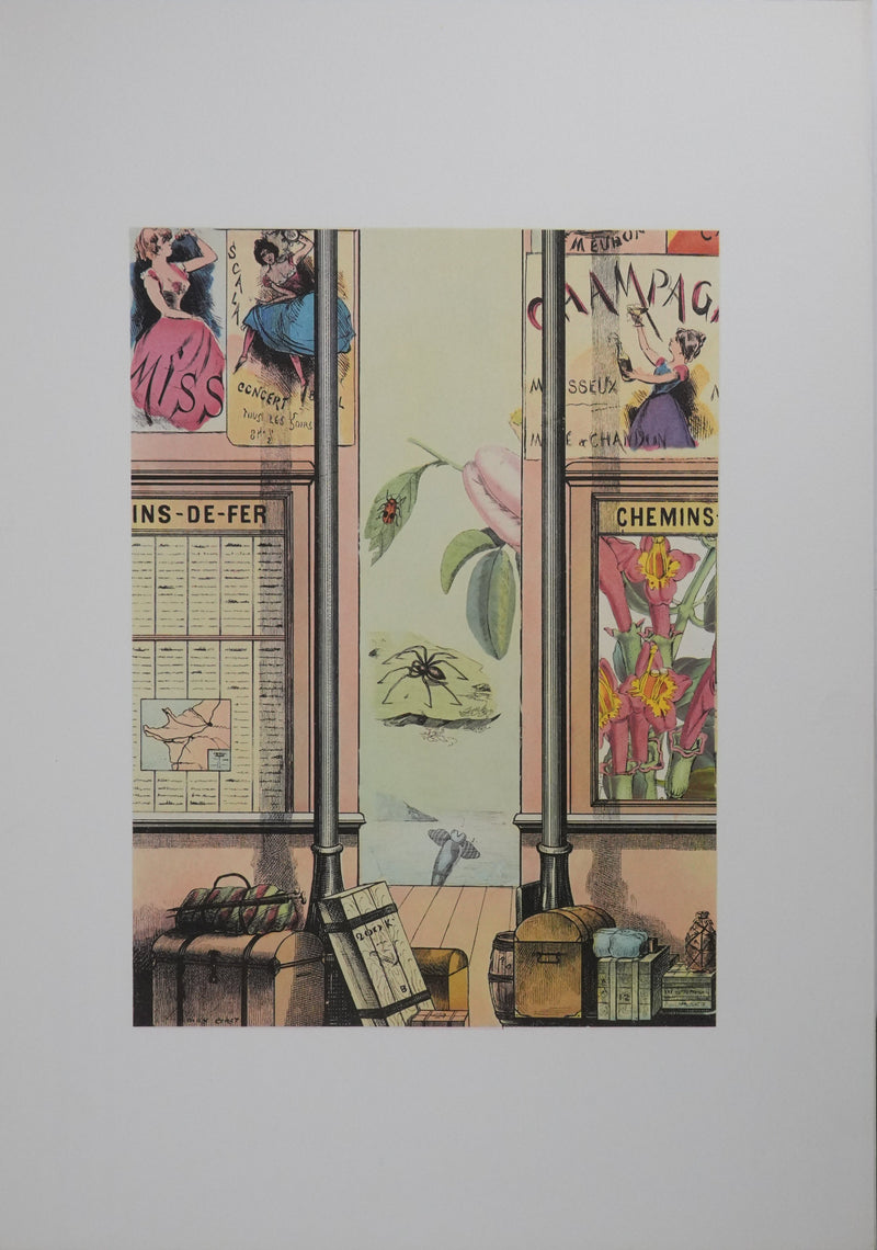 Max ERNST : Le chemin de fer et vue sur la mer, Lithographie signée