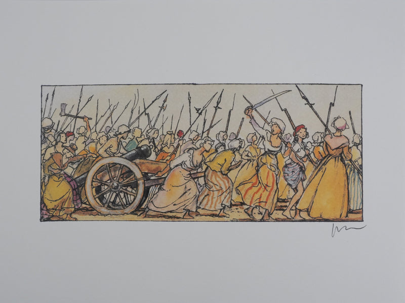 Milo MANARA : Révolution populaire, Lithographie originale signée